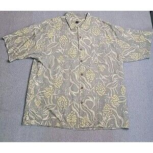 Tommy Bahama Silk Shirt Mens 2XL Button Green Floral Camp Hawaiian Lightweight